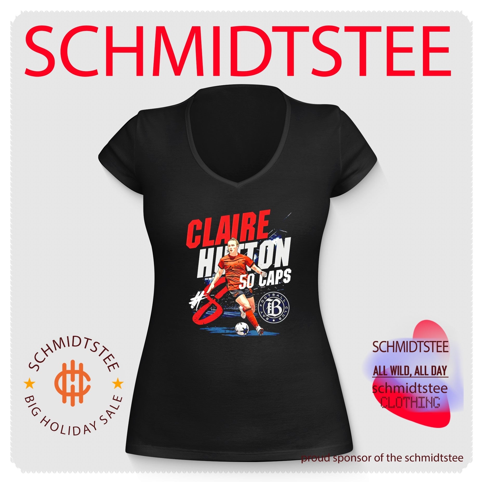 Bay Football Club Claire Hutton 50 caps illustration shirt