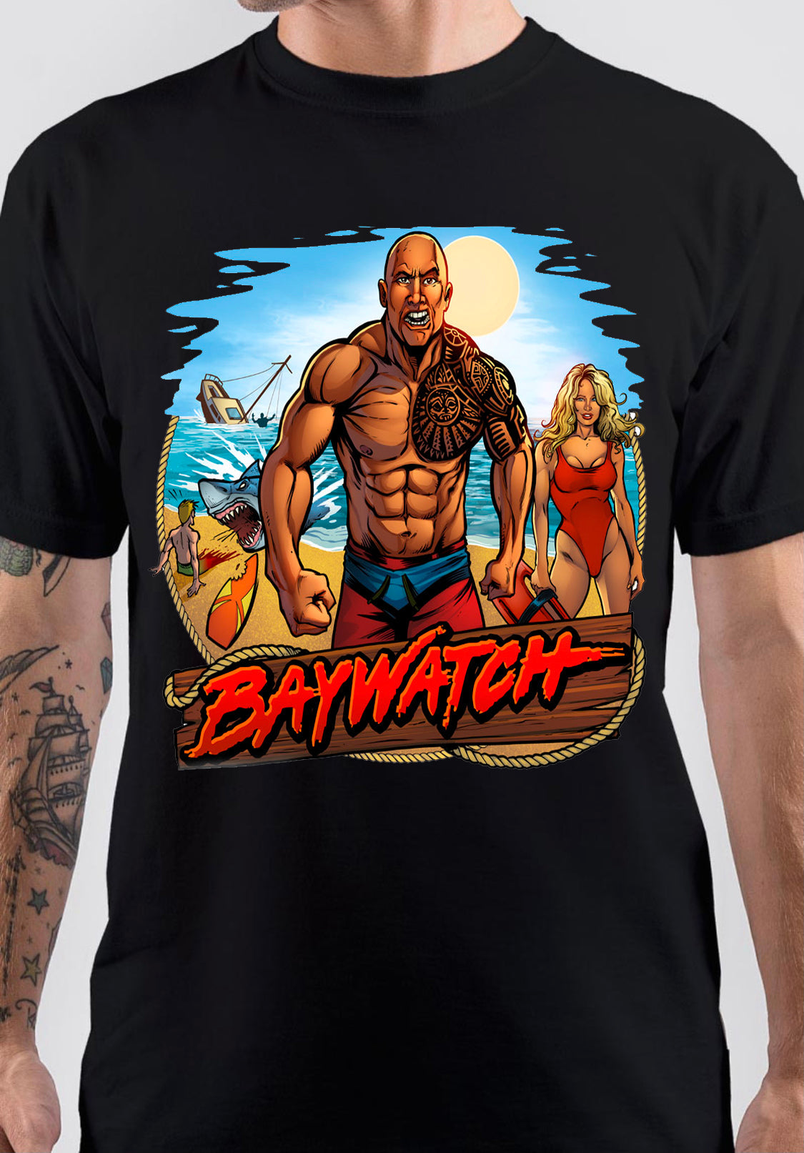 Baywatch The Rock T-Shirt Hoodie, Sweatshirt | CoreVibeTees.com