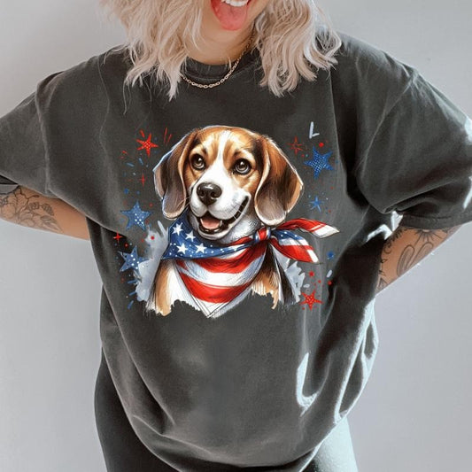 Beagle Patriotic Dog Shirt ~ Unisex Apparel Relaxed Fit Printed In The USA Clothing Womenswear Casual Comfort Cotton Top Athletic Boho Chic