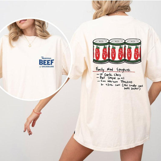 Bear Spaghetti Both Sided T Shirt, The Original Beef Of Chicagoland Shirt, Family Meal Spaghetti, Ritchie & Sydney Sandwich Shop, Unisex T-Shirt, Gifts For Men Women, Short Sleeve Tee Shirt