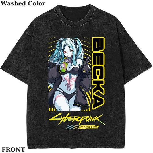 Becka Vaporwave Vintage Graphic Tee, Anime Cyberpunk Shirt, vintage clothing, Womenswear Cotton Top Streetwear Shortsleeve Gamis