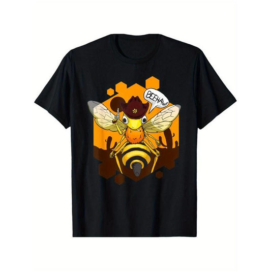 Beehaw Cowboy Bee Graphic Tee - Cotton T-Shirt for Youngsters & Adults, Perfect for Sports & Casual Wear Made in USA