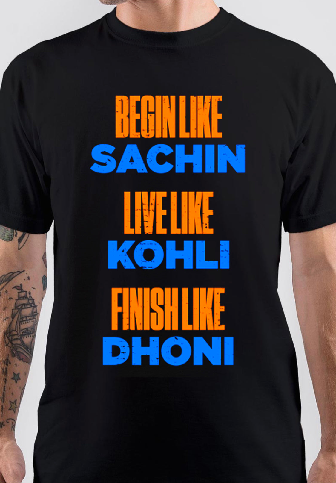 Begin Like Sachin Live Like Kohli Finish Like Dhoni T-Shirt Hoodie, Sweatshirt | CoreVibeTees.com
