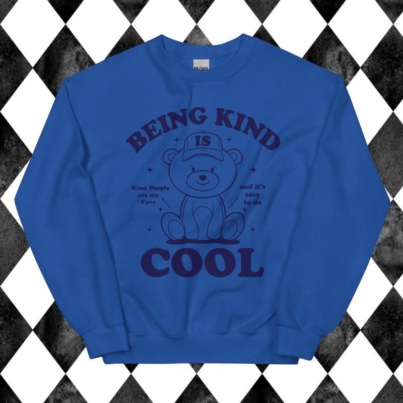 Being Kind is Cool Sweatshirt - Unisex Apparel Relaxed Fit Printed In The USA Clothing Womenswear Casual Comfort Cotton Top Athletic Boho Chic garment-dyed heavyweight Crewneck