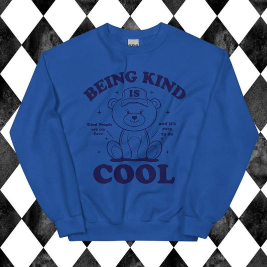 Being Kind is Cool Sweatshirt - Unisex Apparel Relaxed Fit Printed In The USA Clothing Womenswear Casual Comfort Cotton Top Athletic Boho Chic garment-dyed heavyweight Crewneck