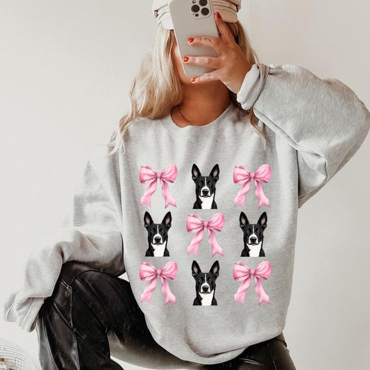 Belgian Malinois with bows Sweatshirt ~ Sweatshirt Unisex Apparel Relaxed Fit Printed in the USA Clothing Womenswear Casual and Comfortable