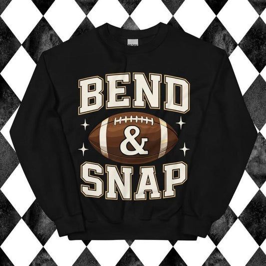 Bend and Snap Football Crewneck - Unisex Apparel Relaxed Fit Printed in the USA Clothing Womenswear Casual and Comfortable