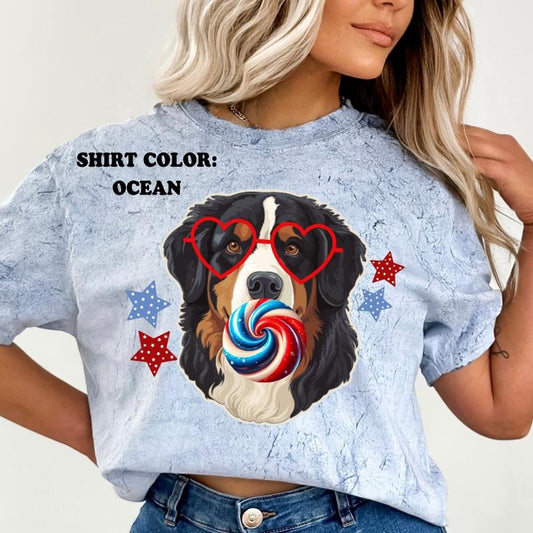 Bernese July 4th Dog Shirt ~ Unisex Apparel Relaxed Fit Printed In The USA Clothing Womenswear Casual Comfort Cotton Top Athletic Boho Chic