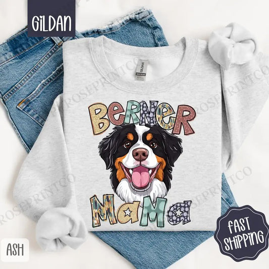 Bernese Mama Sweatshirt, Bernese Mountain Dog Mama Women's Crewneck, Cute Dog Mom Women's Sweatshirt
