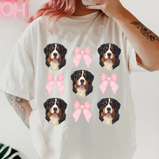 Bernese with bows Shirt ~ Unisex Apparel Relaxed Fit Printed In The USA Clothing Womenswear Casual Comfort Cotton Top Athletic Boho Chic