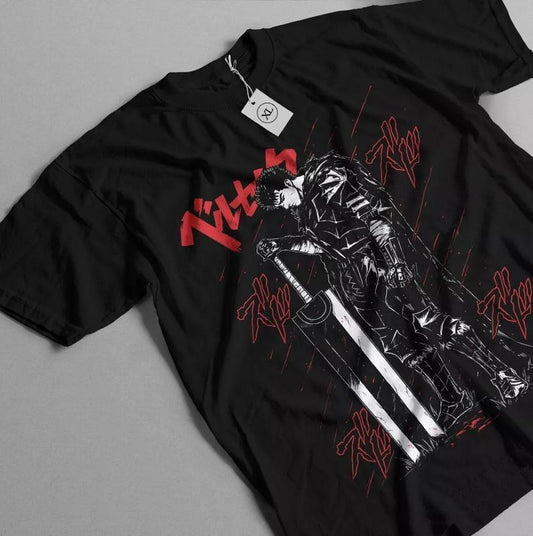 Berserk T-shirt Manga Strip Guts Berserker Armour Anime Black shirt All Size