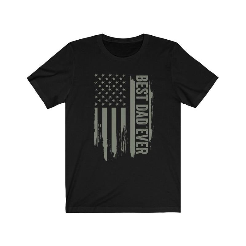 Best Dad Ever American Flag Fathers Day Tee Dad Gift Fathers Day Gift Military Dad Hero Dad Unisex Jersey Short Sleeve Tee TK43GN