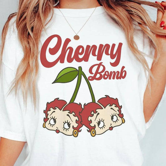 Betty Boop Cherry Bomb T Shirt, 90s Cartoon Shirt, Betty Boop Fans Shirt, Soft Girl Aesthetic Tee, 90's Clothes, Old Classic Boop, Womens Betty Boop Top, Unisex T-Shirt, Gifts For Her, Short Sleeve Tee Shirt