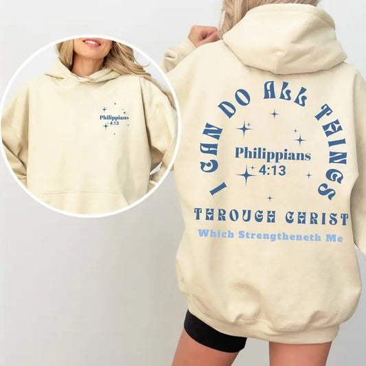 Bible Verse Hoodie Philippians 4:13 Hoodie Inspirational hoodie God sweater gift for christian religious hoodie Baptism gift Faith  T-shirt, sweater and Hoodie