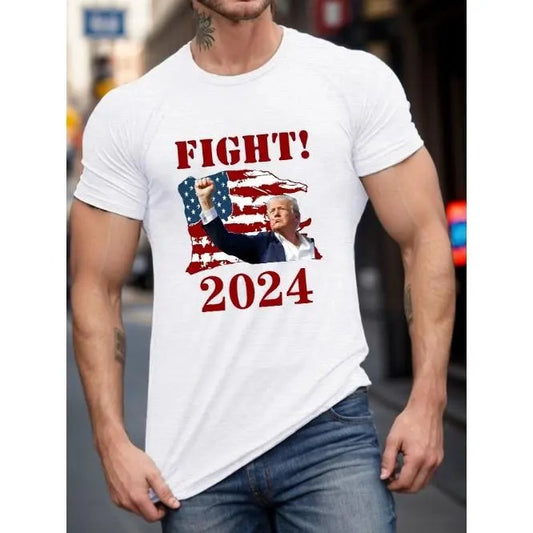 Big& Tall Men's Summer T-Shirt- 'Come On Trump' Graphic, Casual Short Sleeve Tee, Breathable Polyester, Machine Washable Made in USA