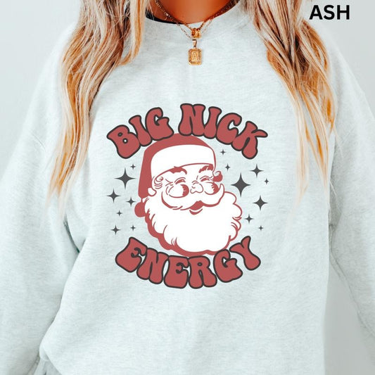 Big Nick Energy Christmas Crewneck, Christmas Winter Sweatshirt, Merry Christmas Sweatshirt, Christmas Sweatshirt, Winter Season Graphic, Casual Cotton Crewneck, Polyester, Oversized