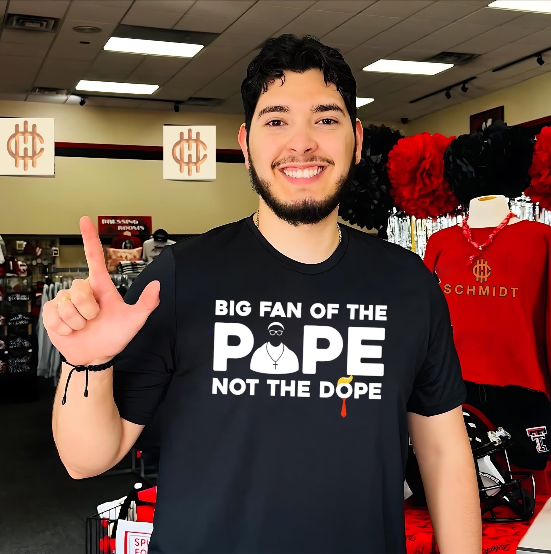 Big fan of the Pope Leo XIV not the dope text shirt
