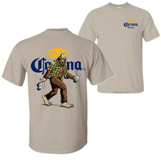 Bigfoot Corona Extra T-shirt, Corona Extra Shirt, 2 Sided Graphic Printed Unisex Classic Comfort Cotton T-Shirts for Men for Women Menswear Top