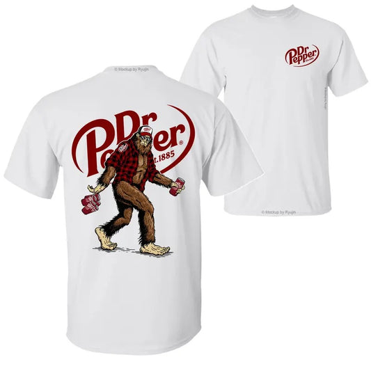 Bigfoot Dr Peper T-shirt, Dr Peper Shirt, 2 Sided Graphic Printed Unisex Classic Comfort Cotton T-Shirts for Men for Women Menswear Top