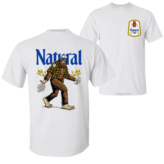 Bigfoot Vintage Naturaal Light T-Shirt Hoodie, 2 Sided Graphic Printed Unisex Classic Comfort Cotton T-Shirt Menswear Sweatshirt