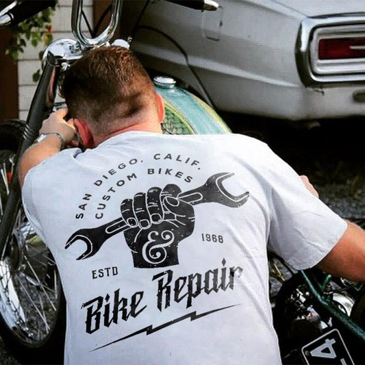 Bike Repair Printed Men's T-shirt Designer , Music Tee