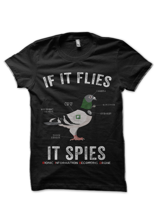 Birds Are Not Real Funny Drone If It Flies It Spies Conspiracy Theory Black T-Shirt Hoodie, Sweatshirt | CoreVibeTees.com