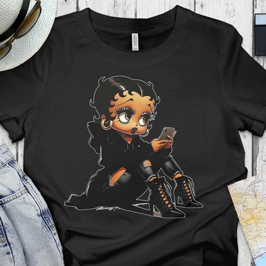 Black Betty Boop T Shirt, Betty Boop Girls Night Out, Betty Lover Gift, Vintage Cartoon Betty Boop Black Tee, Iconic Character Graphic Shirt, Unisex T-Shirt, Gifts For Women, Short Sleeve Tee Shirt