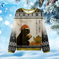 Black Cat Drink Tea Ugly Christmas Sweater
