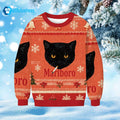 Black Cat Smoking Marlboro Ugly Christmas Sweater