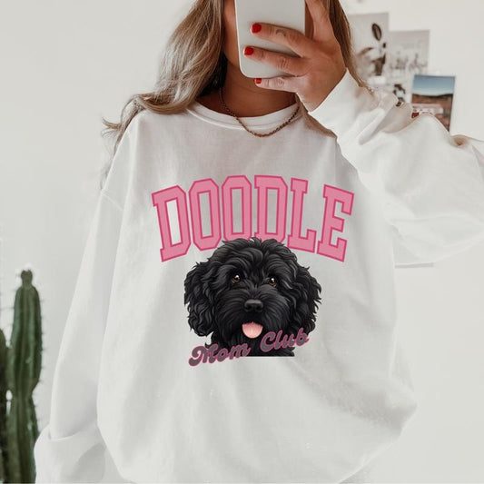 Black Doodle Mom Club Sweatshirt ~ Sweatshirt Unisex Apparel Relaxed Fit Printed in the USA Clothing Womenswear Casual