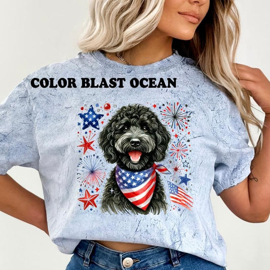 Black Doodle Patriotic Dog Shirt ~ Unisex Apparel Relaxed Fit Printed In The USA Clothing Womenswear Casual Comfort Cotton Top Athletic Boho Chic