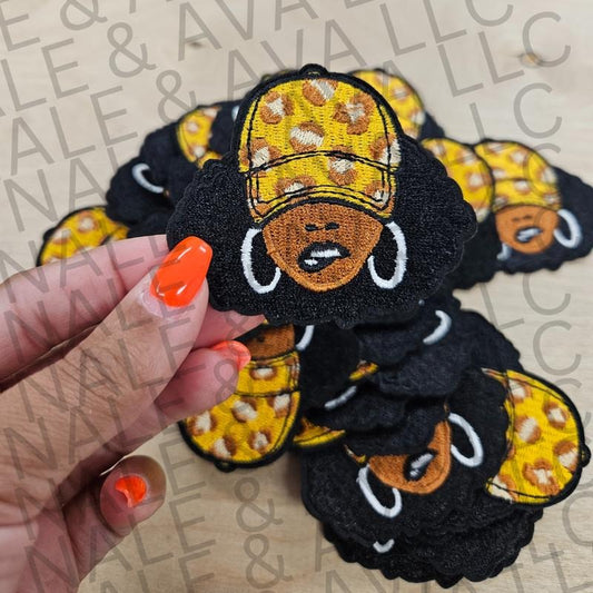 Black Girl Leopard Hat Patch (1 Patch)