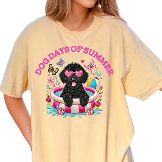 Black Golden Doodle Dog Days of Summer Shirt ~ Unisex Apparel Relaxed Fit Printed In The USA Clothing Womenswear Casual Comfort Cotton Top Athletic Boho Chic