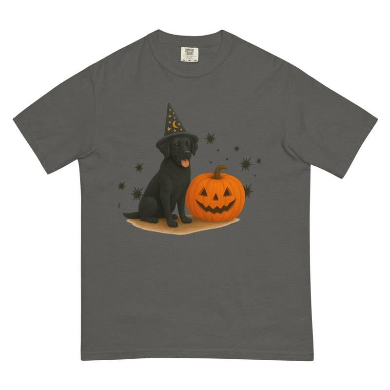 Black Lab Halloween Witchy Dogs Shirt ~ Unisex Apparel Relaxed Fit Printed In The USA Clothing Womenswear Casual Comfort Cotton Top Athletic Boho Chi