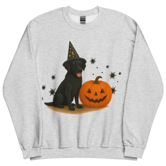 Black Lab Halloween Witchy Dogs Sweatshirt ~ Unisex Apparel Relaxed Fit Printed In The USA Clothing Womenswear Casual Comfort Cotton Top Athletic Boho Chic