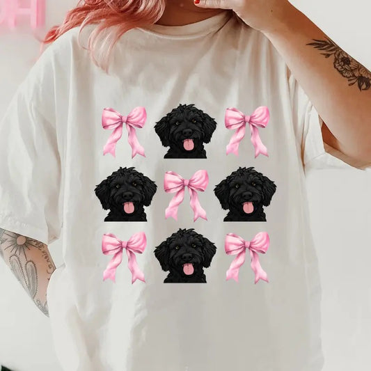 Black Labradoodle With Bows Shirt ~ Unisex Apparel Relaxed Fit Printed In The USA Clothing Womenswear Casual Comfort Cotton Top Athletic Boho Chicbrown chihuahua