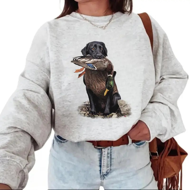 Black Labrador Dog Graphic Sweatshirt Nature Animal Lover Hoodie T-shirt Unisex Hunting season Cotton Womenswear Day