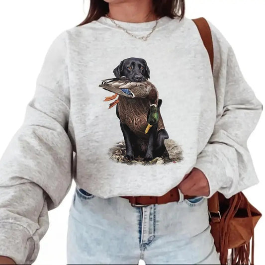 Black Labrador Dog Graphic Sweatshirt Nature Animal Lover Hoodie T-shirt Unisex Hunting season Cotton Womenswear Day
