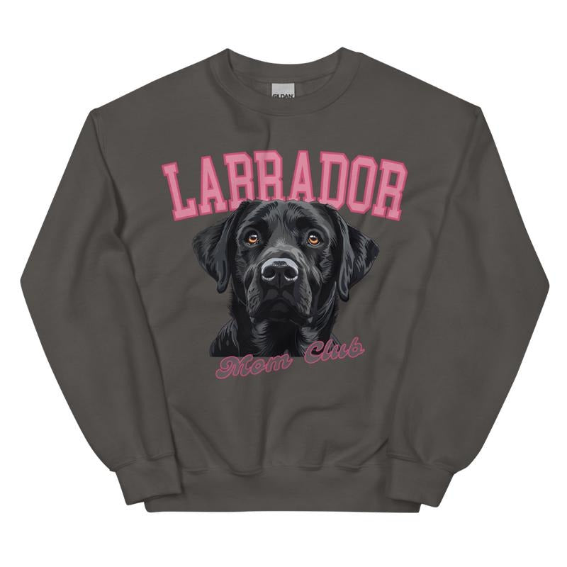 Black Labrador Dog Mom Club Sweatshirt - Unisex Apparel Relaxed Fit Printed in the USA Clothing Womenswear Casual and Comfortable