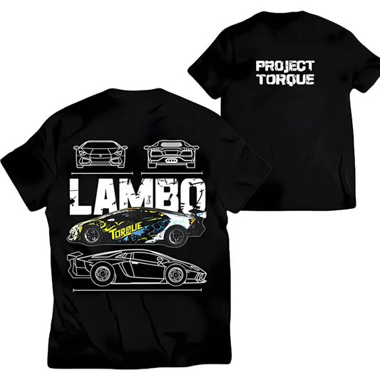 Black Lambo T-Shirt for Supercar Enthusiasts, Graphic Tee, Unisex Cotton Casual Top for Men Menswear Tshirt