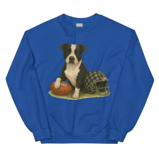 Black and White Pitbull Football Sweatshirt - Unisex Apparel Relaxed Fit Printed In The USA Clothing Womenswear Casual Comfort Cotton Top Athletic Boho Chic