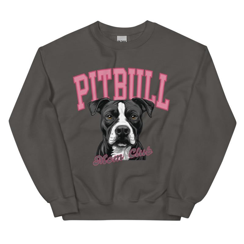 Black and White Pitbull Mom Club Sweatshirt ~ Sweatshirt Unisex Apparel Relaxed Fit Printed in the USA Clothing Womenswear Casual and Comfortablestyle{n002}2