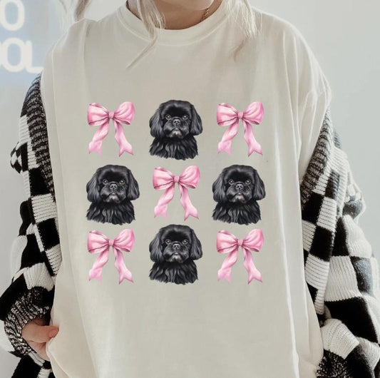 Black shih tzu with bows Shirt ~ Unisex Apparel Relaxed Fit Printed In The USA Clothing Womenswear Casual Comfort Cotton Top Athletic Boho Chic