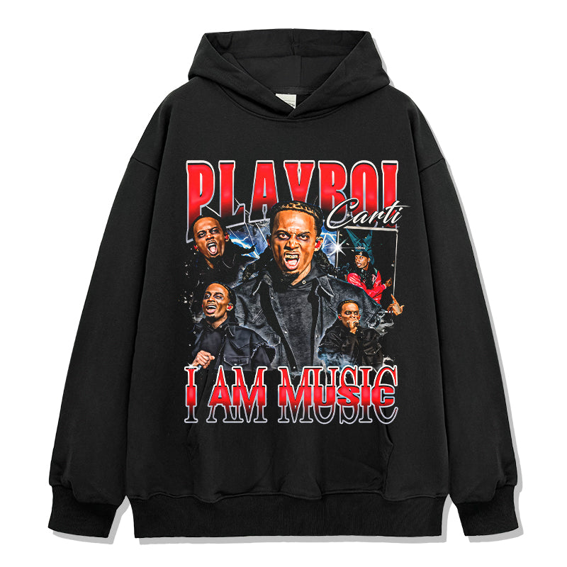 I AM MUSIC By Playboi Carti HOODIE T-Shirts, Sweatshirt | CoreVibeTees.com (Image 1)