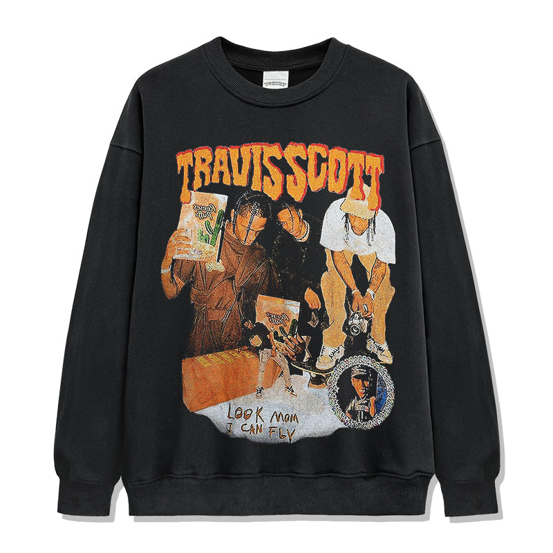Look Mom I Can Fly By Travis Scott Sweatshirt Style001 T-Shirts, Hoodie | CoreVibeTees.com (Image 1)