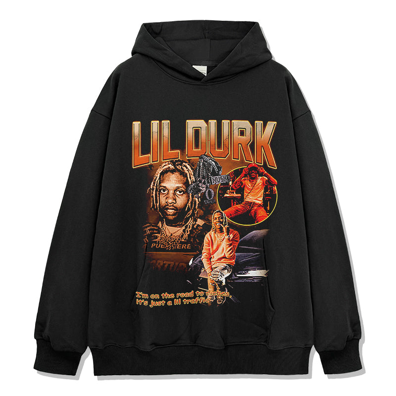 I Am on the Road to Riches,its Just a Lil Traffic by Lil Durk Hoodie T-Shirts, Sweatshirt | CoreVibeTees.com (Image 1)