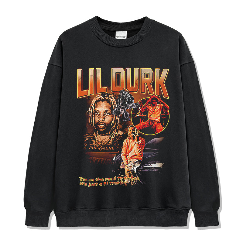 I Am on the Road to Riches,its Just a Lil Traffic by Lil Durk Sweatshirt T-Shirts, Hoodie | CoreVibeTees.com (Image 1)