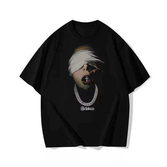 Blindfolded Mystery Graphic T-Shirt, Edgy Blindfold Design, Dark Vibe Unisex Cotton Tee, Casual Streetwear Top, Menswear, Womenswear, Sweatshirt, Hoodie