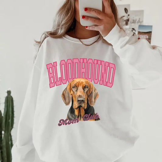 Bloodhound Mom Club Sweatshirt ~ Sweatshirt Unisex Apparel Relaxed Fit Printed in the USA Clothing Womenswear Casual and Comfortable