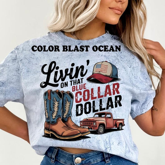 Blue Collar Dollar Shirt ~ Unisex Apparel Relaxed Fit Printed In The USA Clothing Womenswear Casual Comfort Cotton Top Athletic Boho Chic
